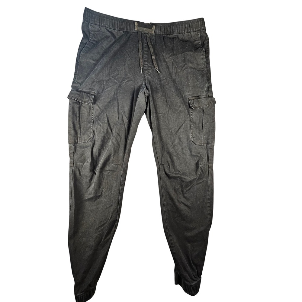 Empyre Creago Mens XXL Black Cargo Jogger Pants Elastic Waist Tapered Cuffs